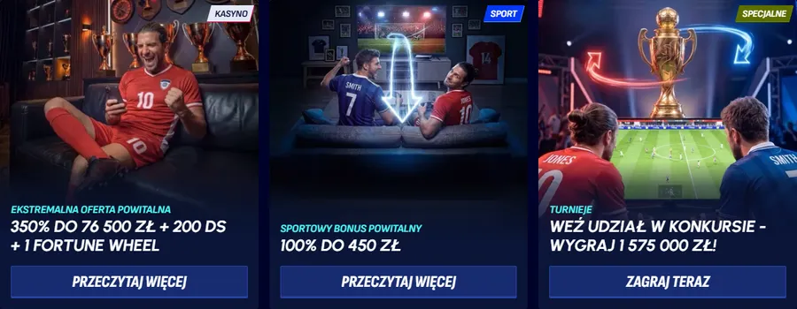 Pakiet 350% w BetScore Casino BetScore Casino Online – karty promocji: Ekstremalna Oferta Powitalna 350% do 76 500 zł, Sportowy Bonus Powitalny i konkurs